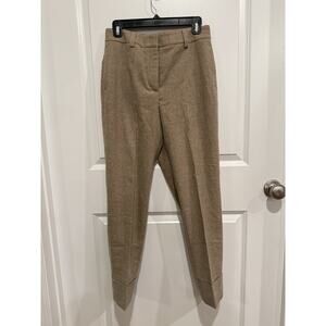Peserico Tan Wool Blend Pleated Tapered Leg Trouser Size 44 Made in Italy